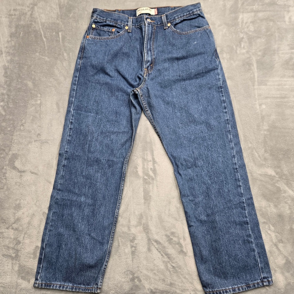 Levis 505 Regular Fit Jeans Mens 38x32 (34x29) Medium Wash Denim Straight Leg